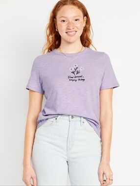 Old Navy Light Purple 'Slow Down, Enjoy Today' EveryWhere Tee Size Medium Cotton